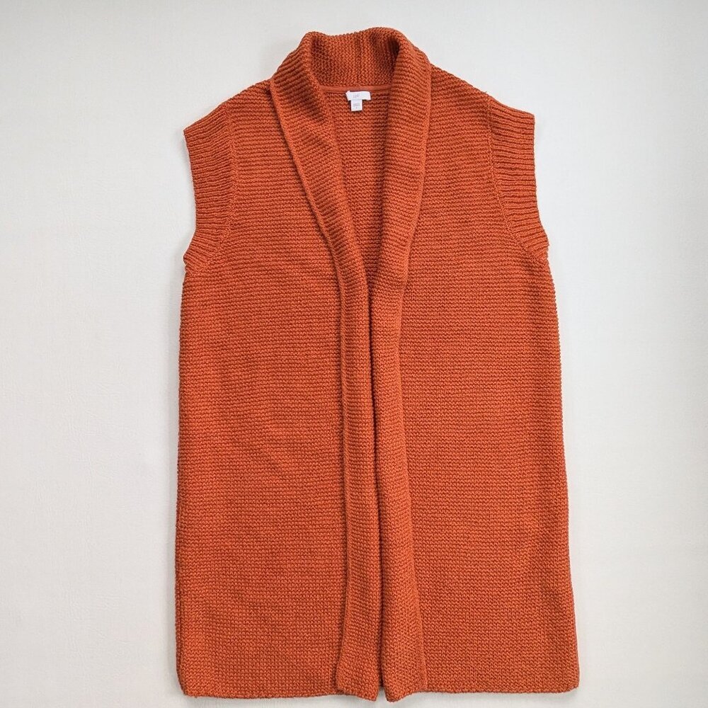 J. Jill Textured Long Knit Open Vest Small Terracotta - Picture 7 of 9